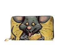 LHCVSFGW Portafoglio in pelle per donne uomini portafoglio bifold ultra sottile porta carte di credito rat mangia un pezzo di formaggio pochette da donna, nero, taglia unica, Nero , Taglia unica