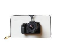 LHCVSFGW Portafoglio in pelle per donne uomini portafoglio bifold ultra sottile porta carte di credito fotocamera appeso a parete bianca pochette da donna, nero, taglia unica, Nero , Taglia unica
