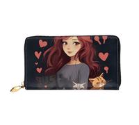 LHCVSFGW Portafoglio in pelle per donne uomini portafoglio bifold ultra sottile porta carte di credito Una ragazza che ama i gatti pochette da donna, nero, taglia unica, Nero , Taglia unica