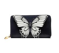 LHCVSFGW Portafoglio in pelle per donne uomini portafoglio bifold ultra sottile porta carte di credito una farfalla bianca e nera pochette da donna, nero, taglia unica, Nero , Taglia unica