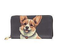 LHCVSFGW Portafoglio in pelle per donne uomini portafoglio bifold ultra sottile porta carte di credito carino corgi illustrazione cane donna pochette borsa, nero, taglia unica, Nero , Taglia unica