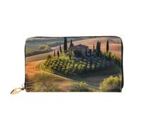 LHCVSFGW Portafoglio in pelle per donne uomini portafoglio bifold ultra sottile porta carte di credito paesaggio toscano paesaggio albero fattoria donna pochette borsa, nero, taglia unica, Nero