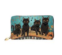 LHCVSFGW Portafoglio in pelle per donne uomini portafoglio bifold ultra sottile porta carte di credito gatti sdraiati sulla tastiera del pianoforte pochette da donna, nero, taglia unica, Nero , Taglia