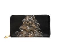 LHCVSFGW Portafoglio in pelle per donne uomini portafoglio bifold ultra sottile porta carte di credito argento albero di Natale signore pochette, nero, Taglia unica