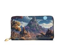 LHCVSFGW Portafoglio in pelle per donne uomini portafoglio bifold ultra sottile porta carte di credito Fantasy Town Ladies pochette borsa, nero, taglia unica, Nero , Taglia unica