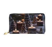 LHCVSFGW Portafoglio in pelle per donne uomini portafoglio bifold ultra sottile porta carte di credito c'è neve sulla candela pochette da donna, nero, taglia unica, Nero , Taglia unica