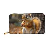 LHCVSFGW Portafoglio in pelle per donne uomini portafoglio bifold ultra sottile porta carte di credito carino scoiattolo mangiare noci pochette da donna, nero, taglia unica, Nero , Taglia unica