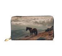 LHCVSFGW Portafoglio in pelle per donne uomini portafoglio bifold ultra sottile porta carte di credito cavallo al pascolo sulla montagna pochette da donna, nero, taglia unica, Nero , Taglia unica