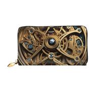 LHCVSFGW Portafoglio in pelle per donne uomini portafoglio bifold ultra sottile porta carte di credito cool steampunk ingranaggi pochette da donna, nero, taglia unica, Nero , Taglia unica