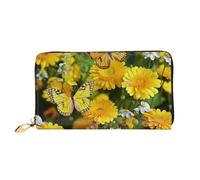LHCVSFGW Portafoglio in pelle per donne uomini portafoglio bifold ultra sottile porta carte di credito farfalla gialla e margherite gialle pochette da donna, nero, taglia unica, Nero , Taglia unica