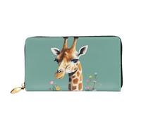 LHCVSFGW Portafoglio in pelle per donne uomini portafoglio bifold ultra sottile porta carte di credito giraffa con fiori pochette da donna, nero, taglia unica, Nero , Taglia unica