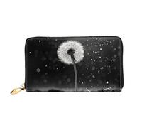 LHCVSFGW Portafoglio in pelle per donne uomini portafoglio bifold ultra sottile porta carte di credito dente di leone nero e bianco pochette da donna, nero, taglia unica, Nero , Taglia unica