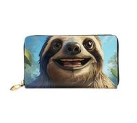 LHCVSFGW Portafoglio in pelle per donne uomini portafoglio bifold ultra sottile porta carte di credito cartone animato divertente bradipo pochette da donna, nero, taglia unica, nero, taglia unica