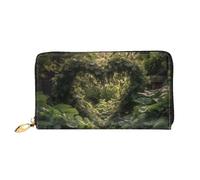 LHCVSFGW Portafoglio in pelle per donne uomini portafoglio bifold ultra sottile porta carte di credito foglie verdi a forma di cuore borsa pochette da donna, nero, taglia unica, Nero , Taglia unica