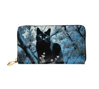 LHCVSFGW Portafoglio in pelle per donne uomini portafoglio bifold ultra sottile porta carte di credito gatto nero sull'albero pochette da donna, nero, taglia unica, Nero , Taglia unica