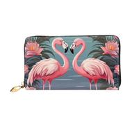 LHCVSFGW Portafoglio in pelle per donne uomini portafoglio bifold ultra sottile porta carte di credito stormo di fenicotteri tropicali pochette da donna, nero, taglia unica, Nero , Taglia unica