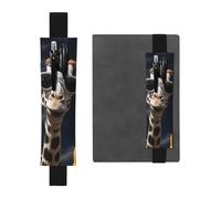 LHCVSFGW Portapenne elastico per notebook segnalibro in pelle PU portapenne con fascia regolabile Custodia per penna Tre giraffe che indossano occhiali da sole Astuccio per matite per pianificatori