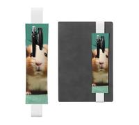 LHCVSFGW Portapenne elastico per quaderni, segnalibri, portapenne in pelle PU con fascia regolabile, astuccio carino e strano per criceti, organizer per agende, raccoglitori, libri, bianco, Taglia