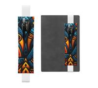 LHCVSFGW Portapenne elastico per quaderni, segnalibri, portapenne in pelle PU con fascia regolabile, astuccio in stile africano con motivo tessile per agende, raccoglitori, libri, bianco, Taglia unica