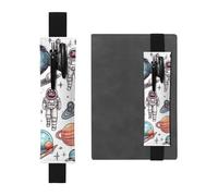 LHCVSFGW Portapenne elastico per quaderni, segnalibri, portapenne in pelle PU con fascia regolabile, astuccio a tema spaziale, astuccio per matite per agende, raccoglitori, libri, Nero , Taglia unica