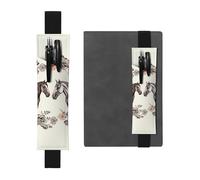 LHCVSFGW Portapenne elastico per quaderni, segnalibri, portapenne in pelle PU con fascia regolabile, astuccio per penne disegnato a mano con fiori e cavalli, astuccio per agende, raccoglitori, libri