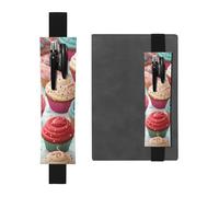 LHCVSFGW Portapenne elastico per quaderni, segnalibri, portapenne in pelle PU con fascia regolabile, astuccio per penne a forma di lecca-lecca, cupcake, ciambella, astuccio per agende, raccoglitori
