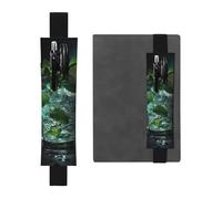 LHCVSFGW Portapenne elastico per quaderni, segnalibri, portapenne in pelle PU con fascia regolabile, astuccio per penne Mojito, astuccio per matite per agende, raccoglitori, libri, Nero , Taglia unica