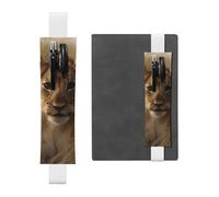 LHCVSFGW Portapenne elastico per quaderni, segnalibri, portapenne in pelle PU con fascia regolabile, astuccio per matite con cucciolo di leone in attesa astuccio per agende, raccoglitori libri