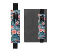 LHCVSFGW Portapenne elastico per quaderni, segnalibri, portapenne in pelle PU con fascia regolabile, astuccio per penne con motivo a squame e fiori, astuccio per matite per agende, raccoglitori, libri