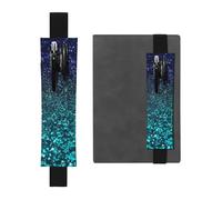 LHCVSFGW Portapenne elastico per quaderni, segnalibri, portapenne in pelle PU con fascia regolabile, astuccio per matite glitterato color foglia di tè per agende, raccoglitori, libri, Nero , Taglia