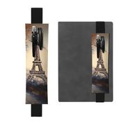 LHCVSFGW Portapenne elastico per quaderni, segnalibri, portapenne in pelle PU con fascia regolabile, astuccio romantico Parigi Torre Eiffel, astuccio per agende, raccoglitori, libri, Nero , Taglia