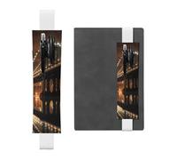 LHCVSFGW Portapenne elastico per quaderni, segnalibri, portapenne in pelle PU con fascia regolabile, astuccio per penne New York Manhattan Bridge, astuccio per matite per agende, raccoglitori, libri
