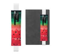 LHCVSFGW Portapenne elastico per quaderni, segnalibri, portapenne in pelle PU con fascia regolabile, astuccio sfumato con anguria, astuccio per agende, raccoglitori, libri, bianco, Taglia unica
