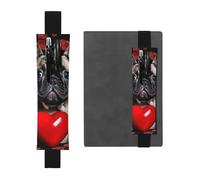 LHCVSFGW Portapenne elastico per quaderni, segnalibri, portapenne in pelle PU con fascia regolabile, astuccio per penne con bulldog francese che tiene astuccio per agende, raccoglitori, libri, Nero