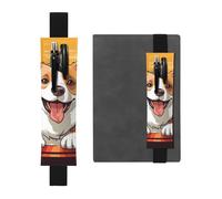 LHCVSFGW Portapenne elastico per quaderni, segnalibri, portapenne in pelle PU con fascia regolabile, astuccio per matite con cane corgi carino astuccio per agende, raccoglitori, libri, Nero , Taglia