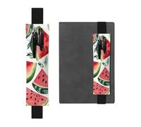 LHCVSFGW Portapenne elastico per quaderni, segnalibri, portapenne in pelle PU con fascia regolabile, astuccio per matite con motivo ad anguria, astuccio per agende, raccoglitori, libri, Nero , Taglia