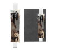 LHCVSFGW Portapenne elastico per quaderni, segnalibri, portapenne in pelle PU con fascia regolabile, astuccio per penne a forma di capra in collina astuccio per agende, raccoglitori, libri, bianco