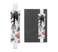 LHCVSFGW Portapenne elastico per quaderni, segnalibri, portapenne in pelle PU con fascia regolabile, astuccio a tema spaziale, astuccio per matite per agende, raccoglitori, libri, bianco, Taglia unica