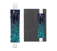 LHCVSFGW Portapenne elastico per quaderni, segnalibri, portapenne in pelle PU con fascia regolabile, astuccio per matite glitterato color foglia di tè per agende, raccoglitori, libri, bianco, Taglia
