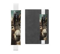 LHCVSFGW Portapenne elastico per quaderni, segnalibri, portapenne in pelle PU con fascia regolabile, astuccio per penne con asino, astuccio per matite per agende, raccoglitori, libri, bianco, Taglia