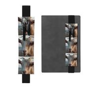 LHCVSFGW Portapenne elastico per quaderni, segnalibri, portapenne in pelle PU con fascia regolabile, astuccio per matite Docile Capra, astuccio per agende, raccoglitori, libri, Nero , Taglia unica