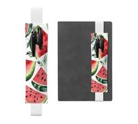 LHCVSFGW Portapenne elastico per quaderni, segnalibri, portapenne in pelle PU con fascia regolabile, astuccio per matite con motivo ad anguria, astuccio per agende, raccoglitori, libri, bianco, Taglia