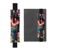 LHCVSFGW Portapenne elastico per quaderni, segnalibri, portapenne in pelle PU con fascia regolabile, bellissimo astuccio con fiore di ibisco per agende, raccoglitori, libri