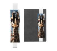 LHCVSFGW Portapenne elastico per quaderni, segnalibri, portapenne in pelle PU con fascia regolabile, bellissimo astuccio a forma di giraffa, astuccio per agende, raccoglitori, libri, bianco, Taglia