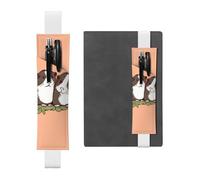 LHCVSFGW Portapenne elastico per quaderni, segnalibri, portapenne in pelle PU con fascia regolabile, con due porcellini d'India che pendono fuori, astuccio per agende, raccoglitori, libri, bianco