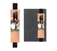 LHCVSFGW Portapenne elastico per quaderni, segnalibri, portapenne in pelle PU con fascia regolabile, con due porcellini d'India che pendono fuori, astuccio per agende, raccoglitori, libri, Nero