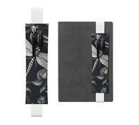 LHCVSFGW Portapenne elastico per quaderni, segnalibri, portapenne in pelle PU con fascia regolabile, custodia per penne con fiori neri e libellula, astuccio per matite per agende, raccoglitori, libri