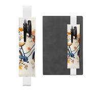 LHCVSFGW Portapenne elastico per quaderni, segnalibri, portapenne in pelle PU con fascia regolabile, custodia per penna a forma di fiore, astuccio per matite, per agende, raccoglitori, libri, bianco