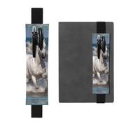 LHCVSFGW Portapenne elastico per quaderni, segnalibri, portapenne in pelle PU con fascia regolabile Custodia per penna con cavallo bianco che corre sul mare Astuccio per matite per pianificatori