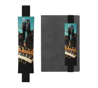 LHCVSFGW Portapenne elastico per quaderni, segnalibri, portapenne in pelle PU con fascia regolabile, custodia per penne con gatti sdraiati sulla tastiera del pianoforte, astuccio per matite per agende